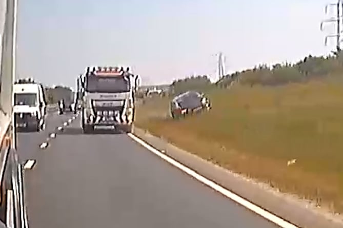 Dangerous overtaking on the A30 near Indian Queens in Cornwall