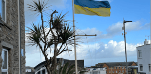 Ukrainian flag raised to mark invasion anniversary