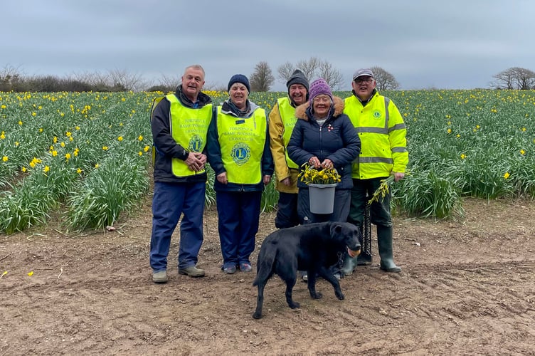 Volunteers from the Torpoint & Rame Peninsula Lions club selling daffodils