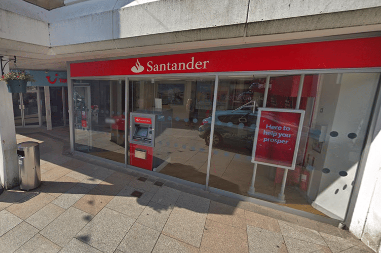 General view of the Santander branch in St Austell's Fore Street